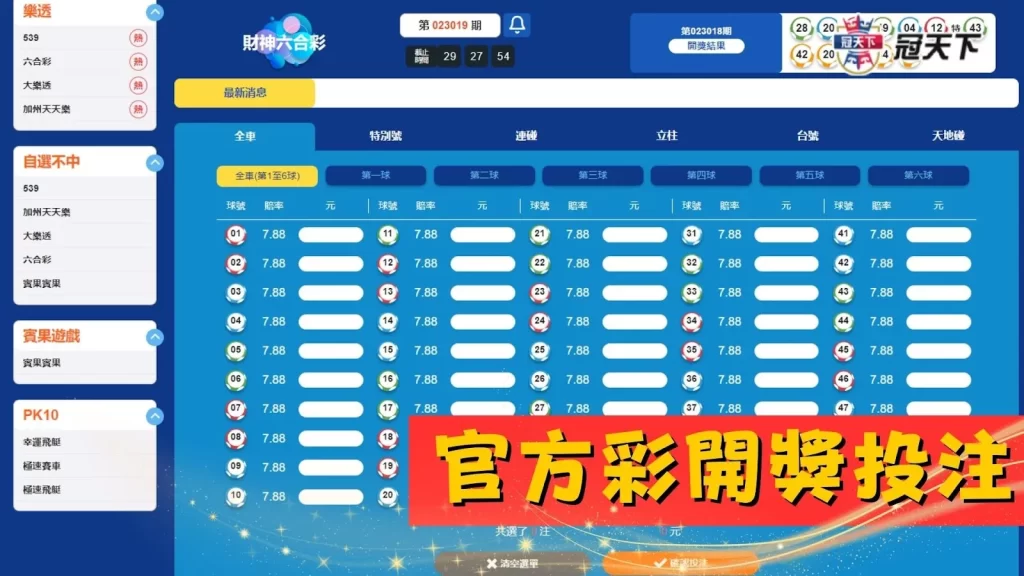 六合彩線上下注