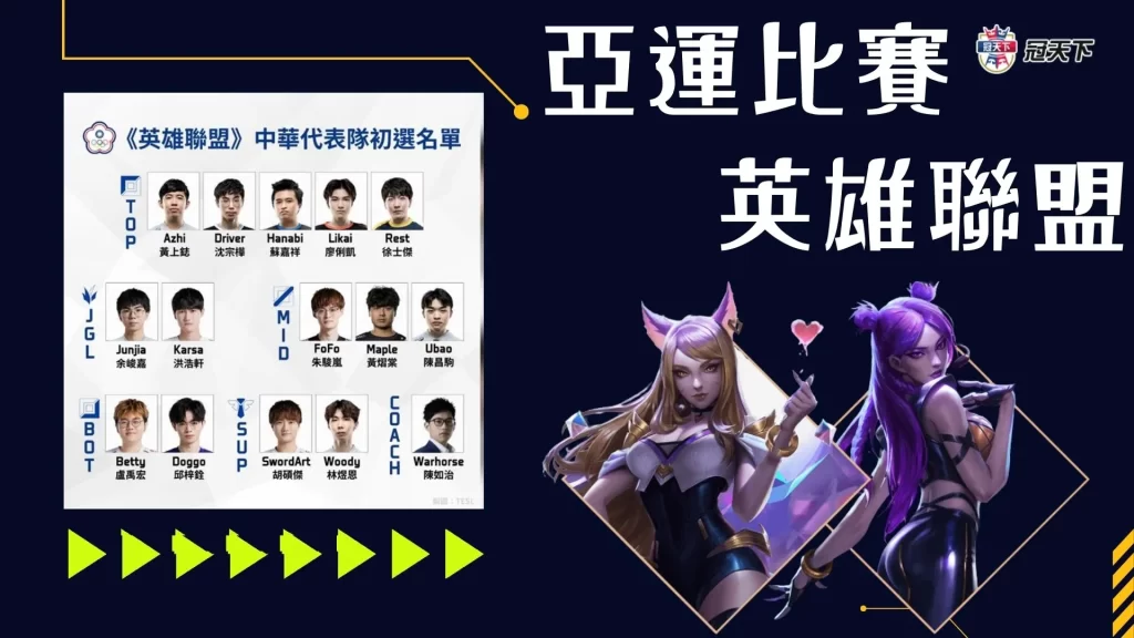 亞運電競比賽 亞運電競LOL 亞運電競台灣