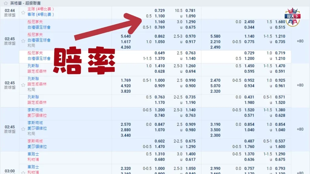運彩賠率 運彩盤口 運彩投注